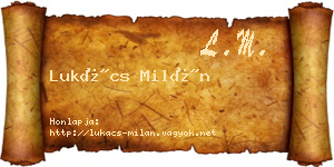 Lukács Milán névjegykártya