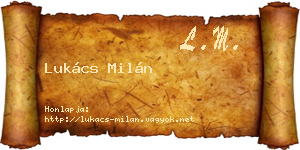 Lukács Milán névjegykártya