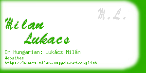 milan lukacs business card